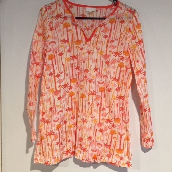 J.Jill Palm tree print tunic blouse small - Picture 1 of 6
